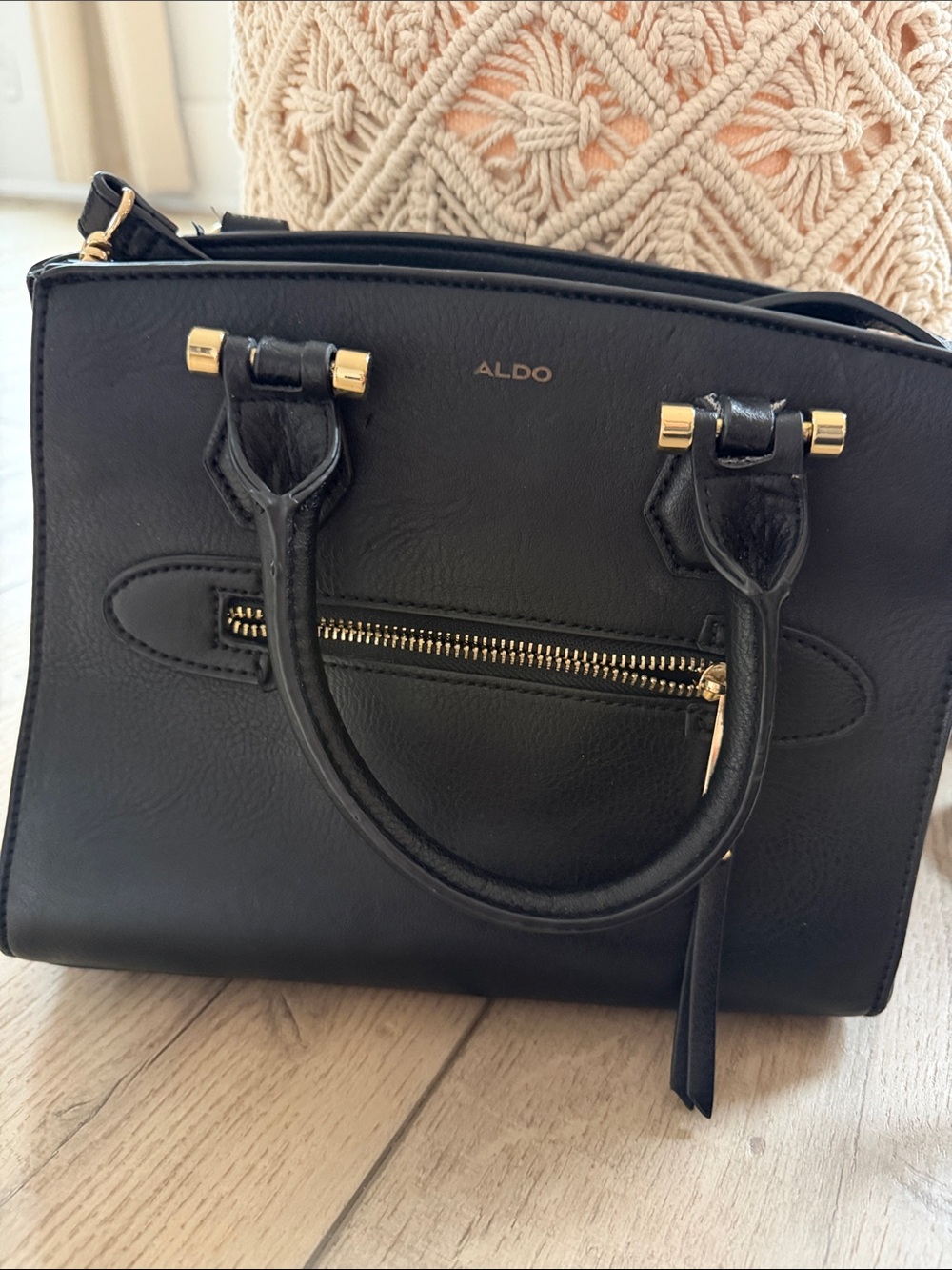 ALDO Black Satchel with Gold Hardware